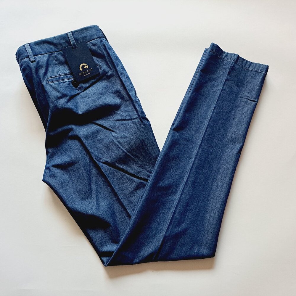 NEW Germano Men's Italian Slim Stretch Blue Pants Size IT 52